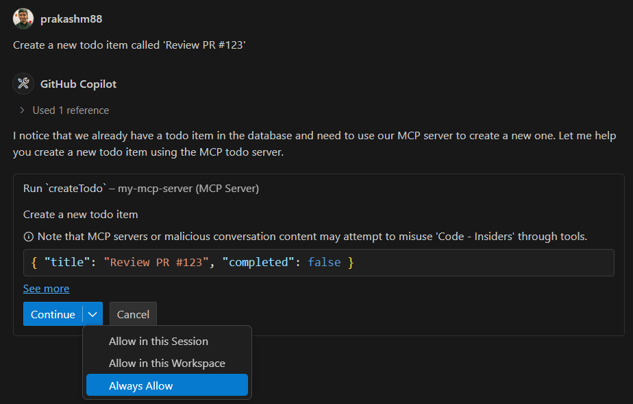 Creating a new todo
